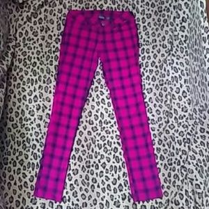 EUC Red Plaid Skinny Jeans